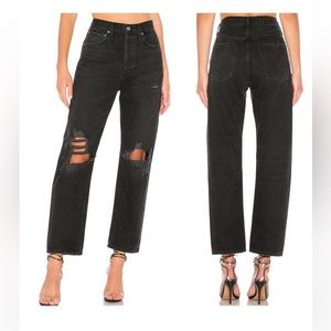 AGOLDE 90s Distressed Straight Leg Jean in Black Sz 27